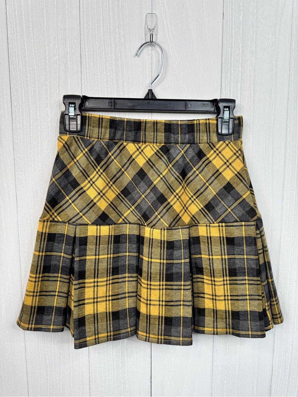 AKIRA Yellow Black Plaid Pleated Schoolgirl Preppy Skirt M